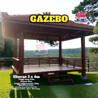 Gazebo atau Saung Ukuran 3 x 4m, Tinggi tiang 2,50+ompak 15 cm..tinggi sampai pucuk -+ 3,25 meter