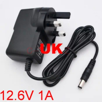 100PCS 12.6V 1A High quality 12.6V 1000mA 1A 5.5mmx 2.1mm Universal AC DC Power Supply Adapter Charger UK For lithium battery