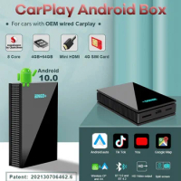Carplay AI BOX Android 10.0 Wireless Carplay Android Auto Adapter Car Multimedia Player Qualcomm 8Core 4+64G WiFi 4G TV Box
