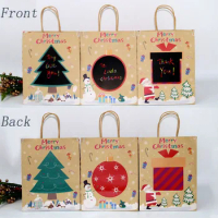 6pcs Kraft Paper Packaging Gift Boxes Christmas XMAS New Year Party Goodie Food Treat Bags DIY Paper Christmas Bag