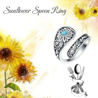 Nhẫn Có Thể Điều Chỉnh Trang Sức, Phong Cách Bohemian Châu Âu Và Mỹ Cổ Điển Thiết Kế Hoa Hướng Dương