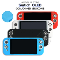 HOTHINK 1pcs Conjoined Silicone Case for Nintendo Switch OLED Cover Skin with Anti Slip for NS 7” Screen and Joy-con