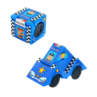 Children's Toy Cute Foldable Cube Transforming Car Push and Slide Educational Cartoon Building Block