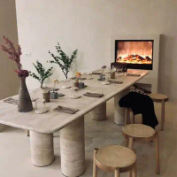 Surprise Silent Wind Cave Stone Dining Table Natural Marble Dining Table Square Modern and Simple Nordic Cave Marble