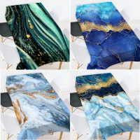 Colored Marble Waterproof Tablecloth Dining Table Wedding Party Rectangular Tablecloth Holiday Home Kitchen Decor Accessories