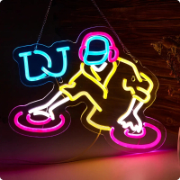 Papan Tanda Neon, DJ, Hiasan Dinding, Sesuai untuk Bilik Belia, Hadiah Hari Jadi, Hiasan Seni Bilik,