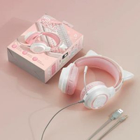 G35新款電腦耳機貓耳PS5有線發光頭戴式耳機電競遊戲專用耳