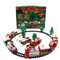 Christmas Electric Train Set Remote Control Track Train Santa Claus Rail Car with Realistic Train Sound Toys Creative Decor