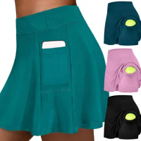 Women Rainbow Tie-Dye Tennis Skirts Sports Golf Pleated Skirt Fitness Shorts High Waist Athletic Quick Dry Running Short Skort