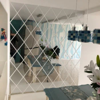 3D Diamond Acrylic Wall Mirror Sticker Living Room Wallpaper Background Wall Sticker Bedroom Beautification Home Supplies 17Pcs
