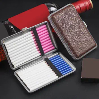Portable 20 Sticks Fine Leather Cigarette Case Slim Storage Box Gift Leather Smok-ing Accessories