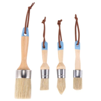 Chalk &amp; Wax Paint Brush For Furniture - DIY Painting And Waxing Tool,Milk Paint,Stencils,Natural Bristles (4Pcs)