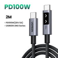UGREEN Uno 100Wสายชาร์จ USB C to USB C ของ สายชาร์จ Type C พร้อมจอแสดงผล LED สำหรับ  17 16/16 Plus/1