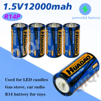 1.5V, C Battery, 12000mAh, Carbon Battery, R14 Battery for LED Candles, Gas Stoves, Car Radios, Toys