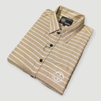 Kemeja Casual Pria Lengan Pendek Motif Salur Kemeja Dewasa Setrip Keren Rayon  Katun