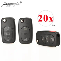 jingyuqin 20pcs 3 Button Folding Flip Remote Key Shell &amp; Blade HAA For Audi A2 A3 A4 A6 A8 TT CR2032 Fob Blank Case