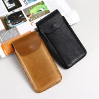 for Sony Xperia 1 V case Man Genuine Leather Cellphone Belt Waist Bag Phone Cover Case Bags For Sony Xperia 10 V