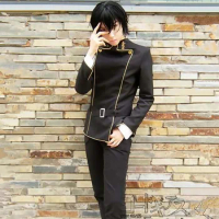 3pcs Anime CODE GEASS Lelouch of the Rebellion Lelouch Lamperouge Cosplay Costume Halloween Party Men Coat + Pant +Belt Outfits