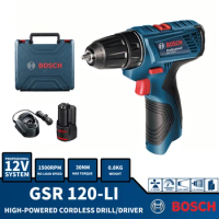 Bosch GSR 120-Li Brushless Cordless Electric Drill Screwdriver Multi-Function Adjustable Gear Variable Speed Home DIYPower Tools