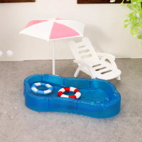Children's Toys Simulation Cute Mini Play House Swimming Pool Swimming Ring Sunshade Umbrella Beach 