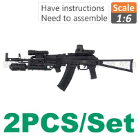 1:6 1/6 Scale Action Figures Assembly 4D Gun Model Assault Rifle AK74 Weapon Plastic Machine Gun Rifle Submachine Gun X2