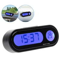 LCD Digital Car Inside Electronic LED Time Clock Thermometer With Backlight Electronic Clock