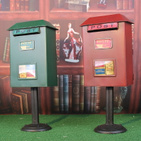 歐式可立式鐵藝郵箱復古信箱創意郵筒存錢罐家居裝飾  拍攝道具