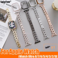 Blingbling Metal Band Case Set For Apple Watch 8 Ultra 49mm 7 41 45mm Strap For iWatch Series 6 SE 5 4 3 40mm 44mm 38 42mm Link