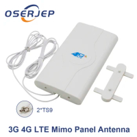 700-2600mhz 3g 4g Lte External Booster Panel Antenna 4G LTE MIMO 2X TS9 Connector + 2M/3M/5M For 3g 4g Huawei Router Modem