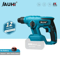 JAUHI 1000W Cordless 3600rpm Electric Rotary Hammer Rechargeable 8600ipm Electric Hammer Drill For Makita 18V Battery