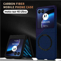 Carbon Fiber for Motorola Razr 40 Ultra Case Magsafe Magnetic Wireless Charging Case For Moto Razr 2023 40 Ultra Hard Cover