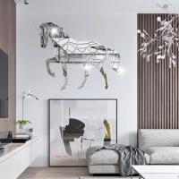 3D Large Wall Mirror Stickers Home Decor Living Room Bedroom Art Mural Decal DIY Acrylic Modern Accessories Horse Mirror Sticker