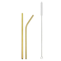 3/5Pcs Metal Gold Straw Set 18/10 Stainless Steel Straw Set 160mm Reusable Drinking Straw With Cleaner Brush Bag Bar Accessories