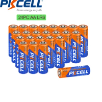 24PC PKCELL AA LR6 E91 AM3 MN1500 1.5V Alkaline Battery 3A AA Dry Batteries for Keyboards Clocks toy flashlight camera