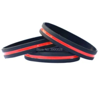 300pcs Thin Red line silicone wristband bracelet free shipping by DHL