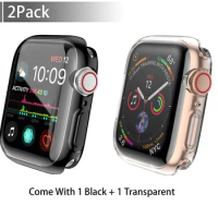 2 Pack Case For Apple Watch 44mm 40mm Series 6/SE/Series 5/4 Screen Protector Overall Protective Case TPU HD Ultra-Thin Cover
