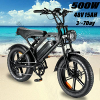 Newly V20 electric bicycle 500W 48V 15AH ebike , 20 inch fat tire electric city mountain bike Unisex electric bike