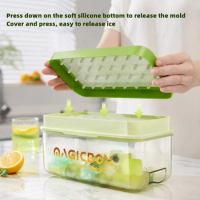 Press Type Ice Cube Maker Silicone Ice Tray Making Mold with Lid Creative Storage Box Square Cubic Container Bar Kitchen Gadgets