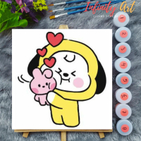 Paint by Number BTS BT21 Army Tata Koya RJ Shooky Mang Chimmy Cooky - DIY Kit Melukis Kanvas 20x20 c