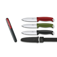【VICTORINOX 瑞士維氏】VENTURE 戶外專業直刀+磨刀棒 組合(任選色)