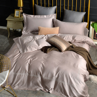 Betrise奧丁咖 純色系列  特大 頂級300織精梳長絨棉素色刺繡四件式被套床包組