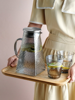 日式北歐冷水壺家用涼水壺玻璃耐高溫托盤輕奢開水杯大容量高顏值