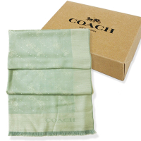 COACH 經典馬車100%羊毛絲巾圍巾禮盒(藍綠)