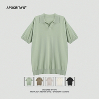 APO男裝|簡約短袖針織t恤2024春夏萊賽爾上衣設計垂感男生POLO衫