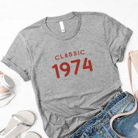 Vintage 1974 T-Shirt Women 50 Years Old 50th Birthday Gift Girls Mom Wife Daughter Party Top Tshirt Cotton Streetwear Tee Shirt