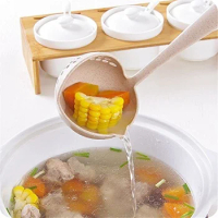 2 In 1 Creative Wheatgrass Soup Spoon with Filter Tableware Long Handle Cute Porridge Spoon Kitchen Casting Tool