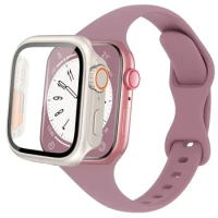 PC Case + Silicone Strap Sport Bracelet for Apple Watch 45mm 44mm 40mm 41mm 40mm 38mm IWatch Series 1/2/3/4/5/6/7/8/9/se Band