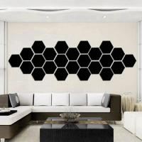 3D Hexagon Vinyl Wall Sticker, Removable Decal, Mirror Decoration, Bathroom, TV Background, Home Decor Art, DIY, 12Pcs