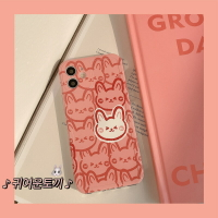 適 iphone 14 精準開孔 側邊透明 粉色 小白兔 動物 可愛  適用 蘋果 iphone7 至 i12 防摔殻