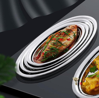 魚盤 新款304不銹鋼魚盤 家用魚盤子蒸魚盤菜盤創意橢圓形碟子加厚大號  交換禮物全館免運
